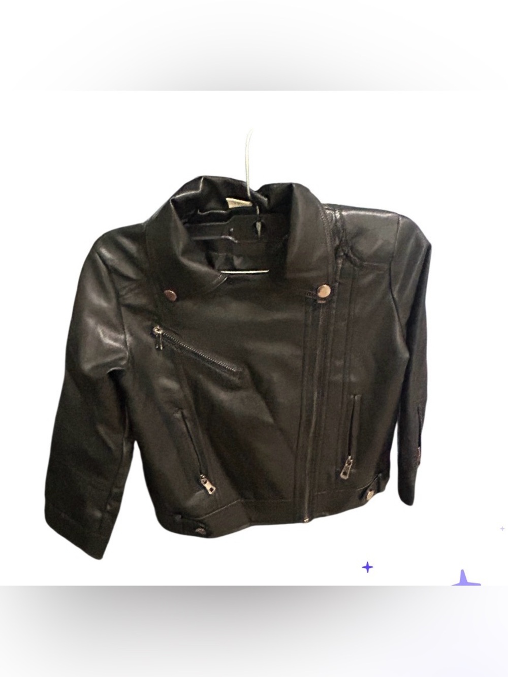 Kids Black Faux Leather Moto Jacket - Classic Biker Style